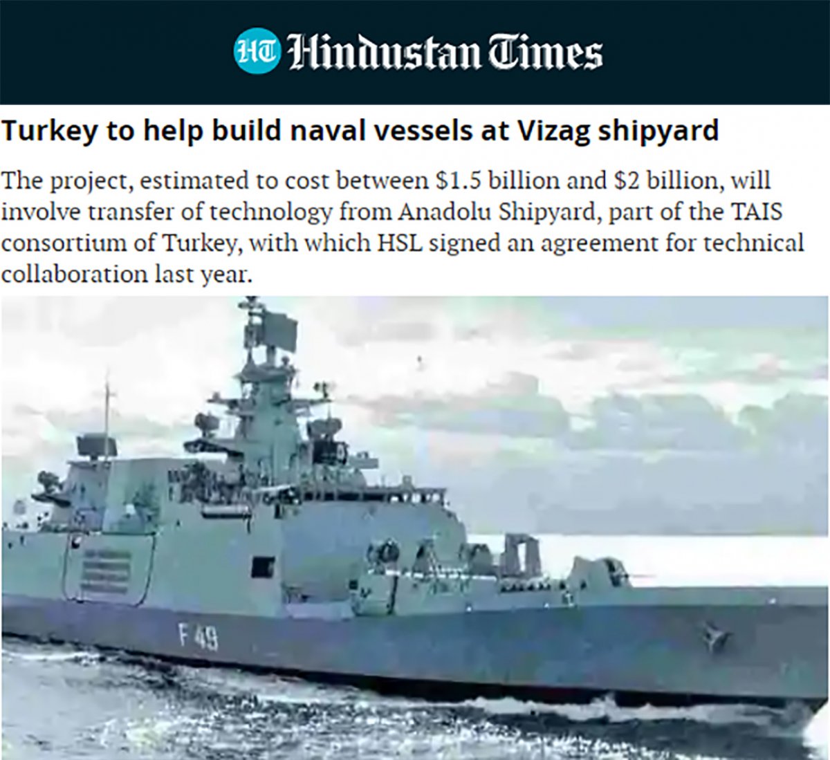 Türkiye'den gemi desteği alacak Hindistan