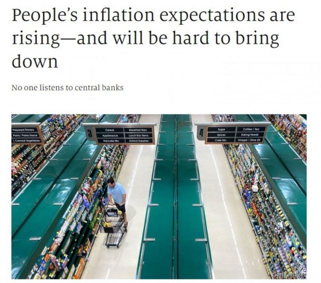 Economist insanların enflasyon beklentileri artıyor düşürmek zor olacak
